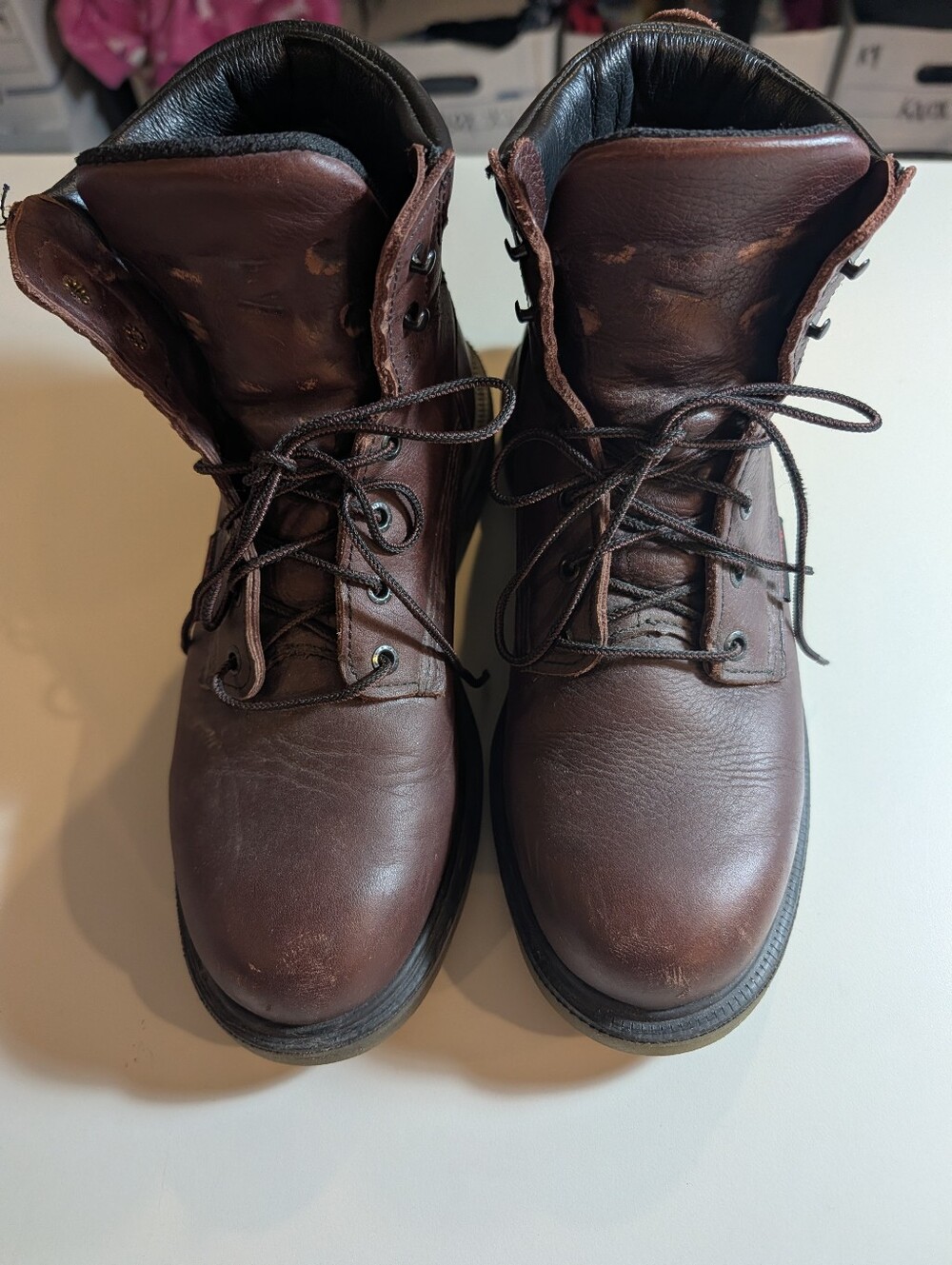Red Wing Mens Super Sole 2.0 Soft Toe Model 606 Brown Leather Lace-Up Work Boots